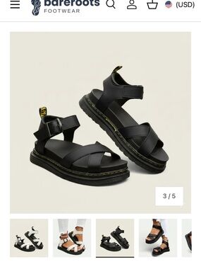 Bareroots Black Strappy Platform Sandals for Women